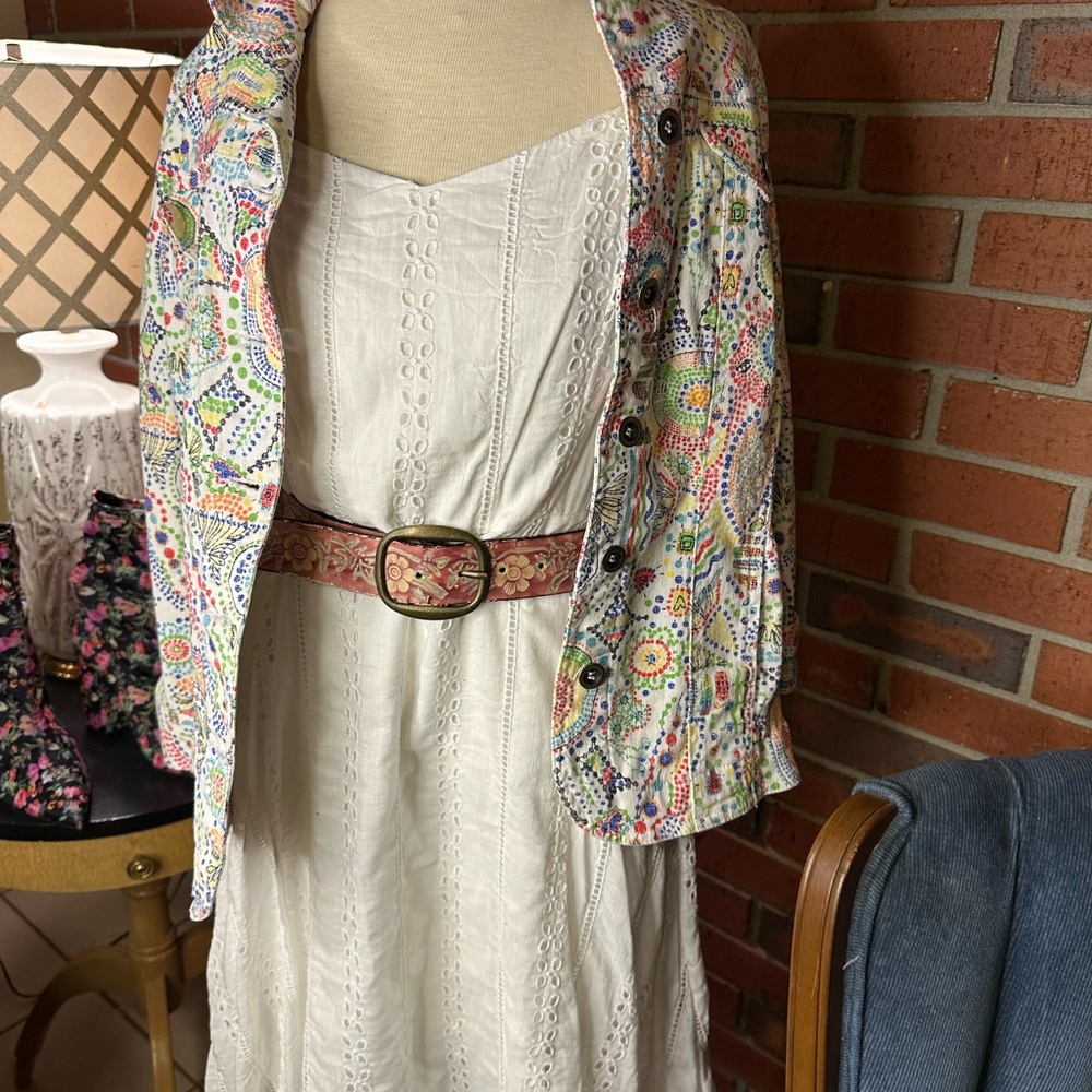 Ruby Rd Red and Pink Jean Jacket with Vibrant Pattern - Picture 2 of 4